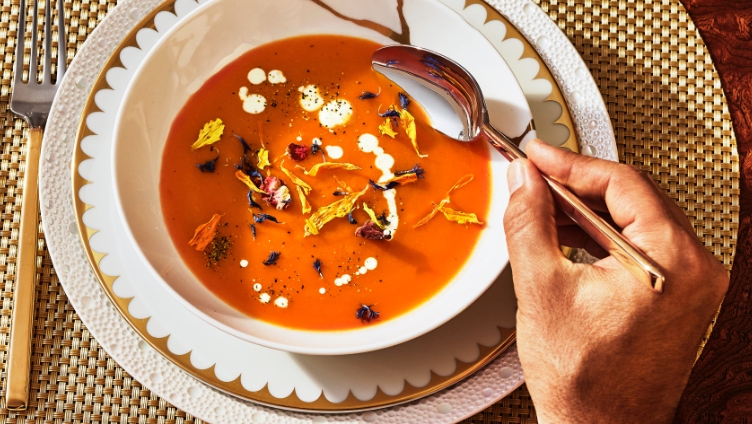 Roasted pumpkin pepper tomato soup