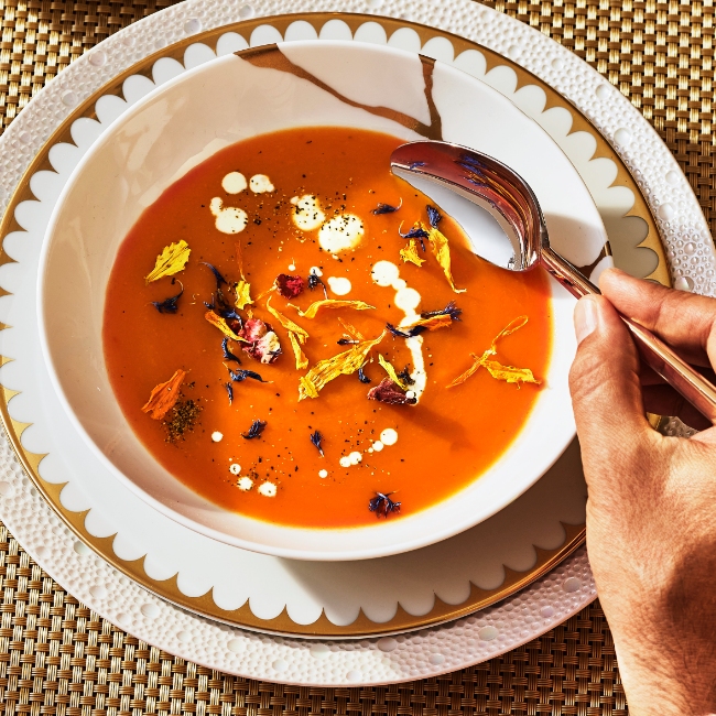 Roasted pumpkin pepper tomato soup